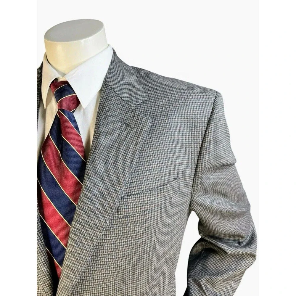 Lauren Ralph Lauren Mens 44R Blazer Wool Jacket Houndstooth Sport Coat
